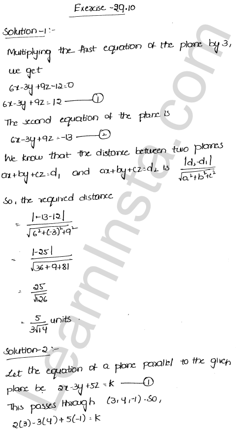 RD Sharma Class 12 Solutions Chapter 29 The plane Ex 29.10 1.1
