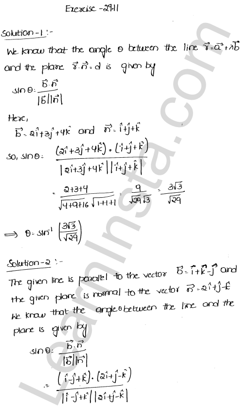 RD Sharma Class 12 Solutions Chapter 29 The plane Ex 29.11 1.1