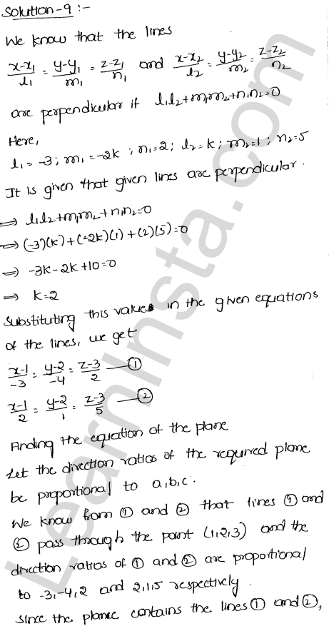 RD Sharma Class 12 Solutions Chapter 29 The plane Ex 29.13 1.10
