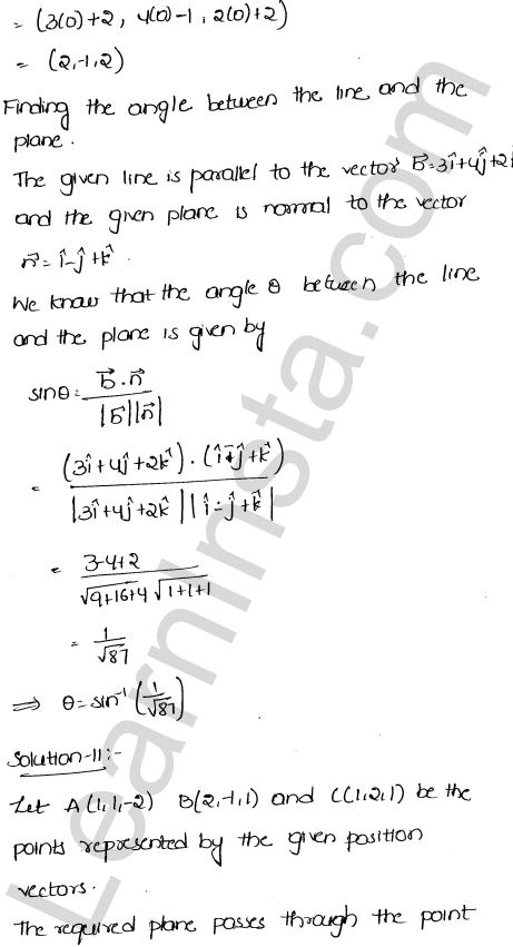 RD Sharma Class 12 Solutions Chapter 29 The plane Ex 29.13 1.12