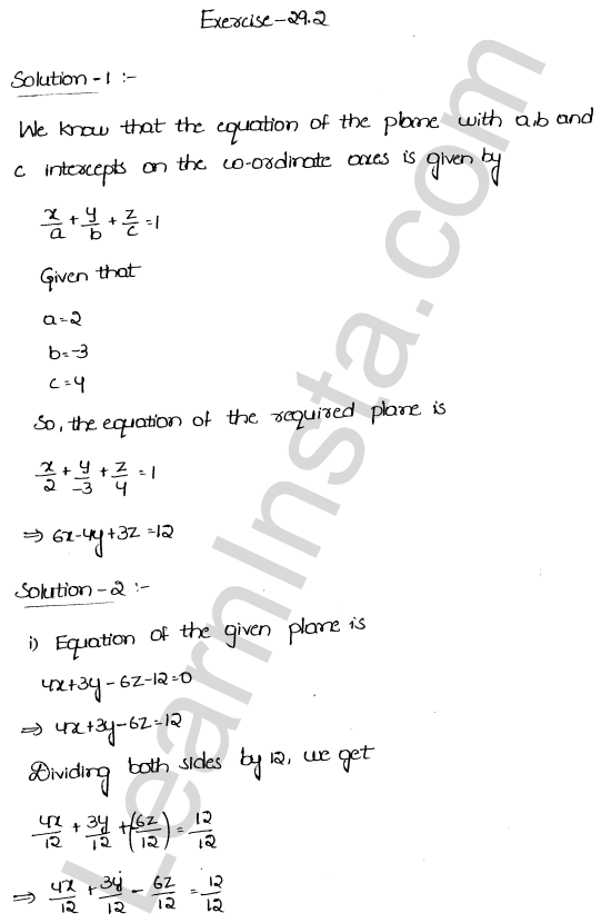 RD Sharma Class 12 Solutions Chapter 29 The plane Ex 29.2 1.1