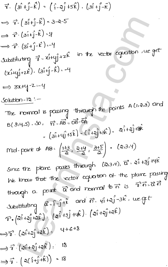RD Sharma Class 12 Solutions Chapter 29 The plane Ex 29.3 1.10