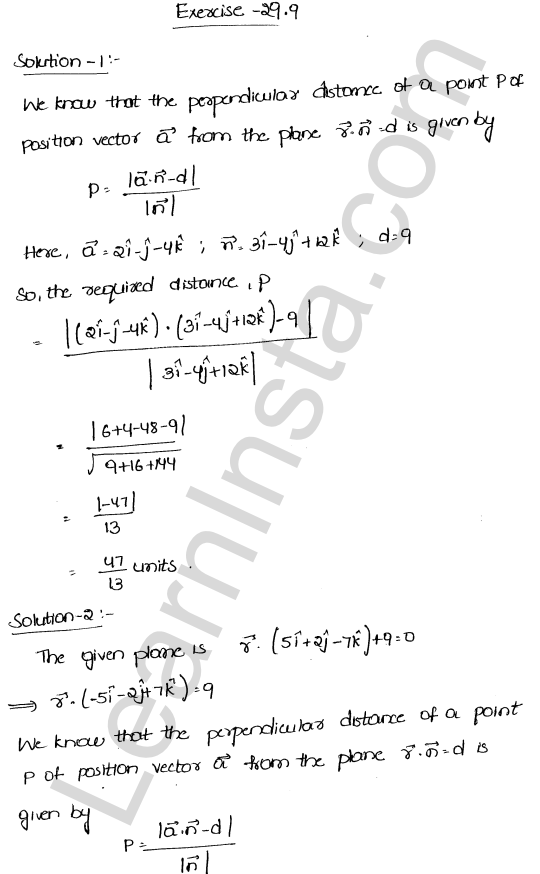 RD Sharma Class 12 Solutions Chapter 29 The plane Ex 29.9 1.1