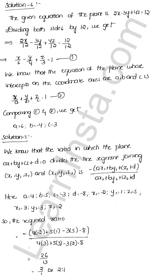 RD Sharma Class 12 Solutions Chapter 29 The plane VSAQ 1.3