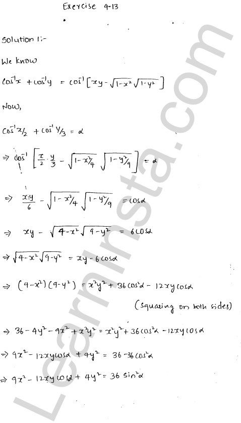RD Sharma Class 12 Solutions Chapter 4 Inverse Trigonometric Functions Ex 4.13 1.1