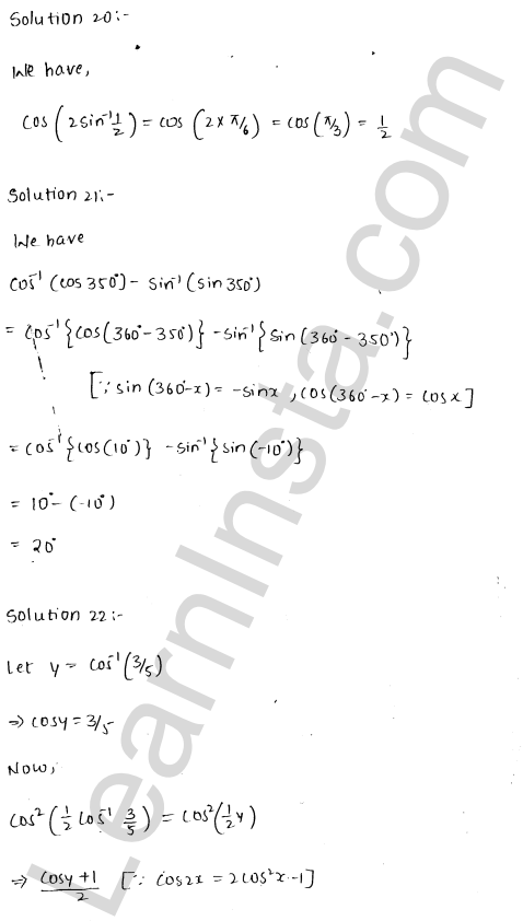 RD Sharma Class 12 Solutions Chapter 4 Inverse Trigonometric Functions VSAQ 1.12