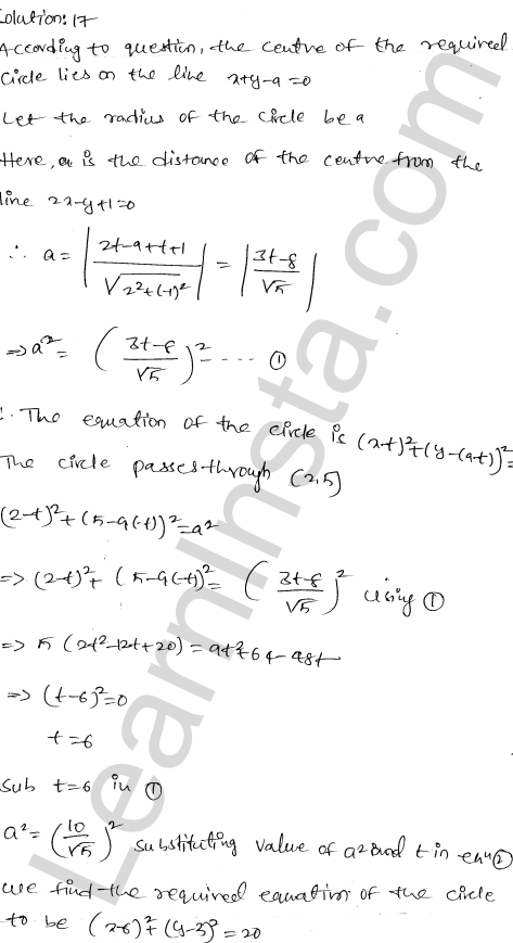RD Sharma Class 11 Solutions Chapter 24 The Circle Ex 24.1 1.17