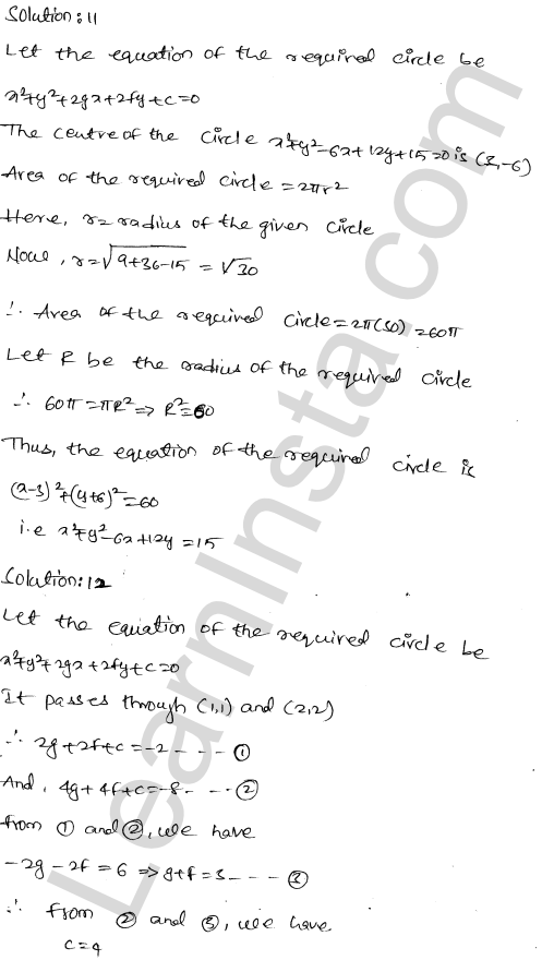 RD Sharma Class 11 Solutions Chapter 24 The Circle Ex 24.2 11.1