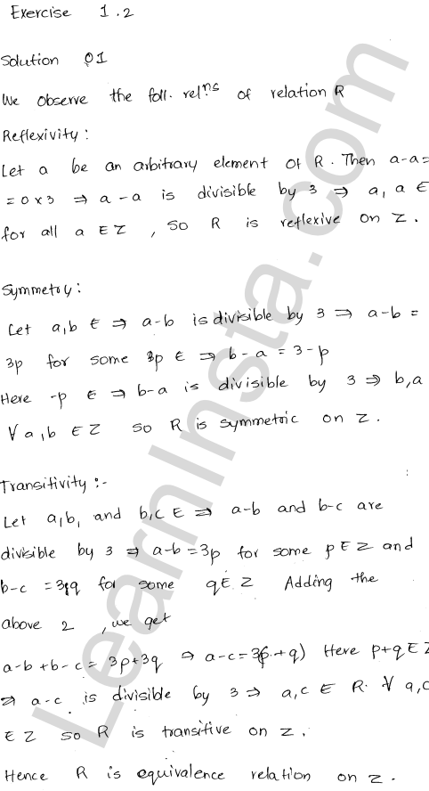 RD Sharma Class 12 Solutions Chapter 1 Relations Ex 1.2 1.1