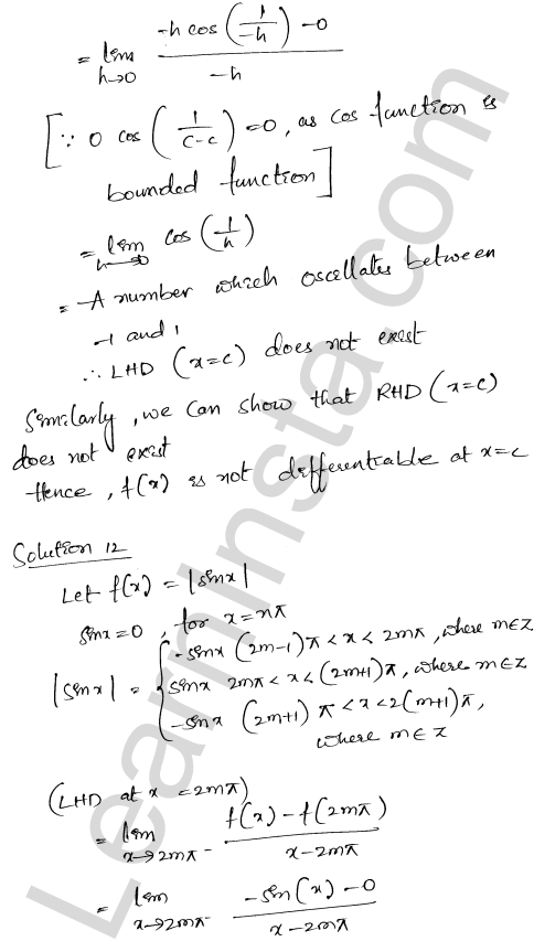 RD Sharma Class 12 Solutions Chapter 10 Differentiability Ex 10.2 1.12
