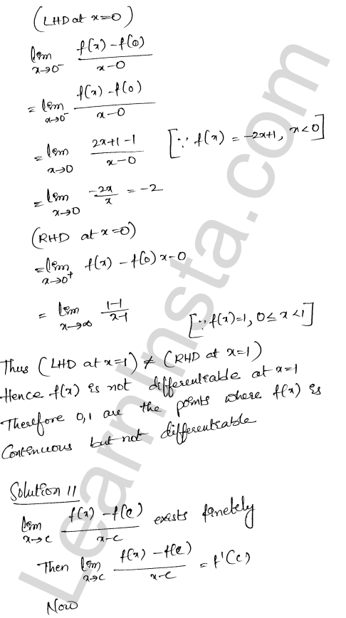 RD Sharma Class 12 Solutions Chapter 10 Differentiability VSAQ 1.11