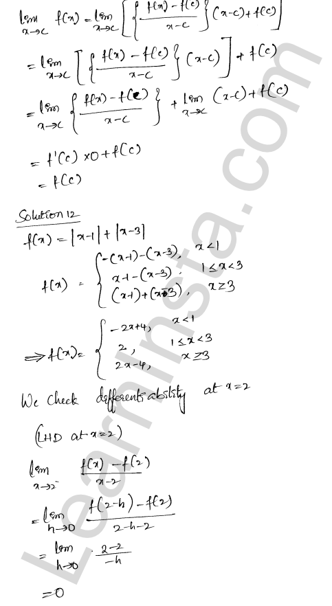 RD Sharma Class 12 Solutions Chapter 10 Differentiability VSAQ 1.12