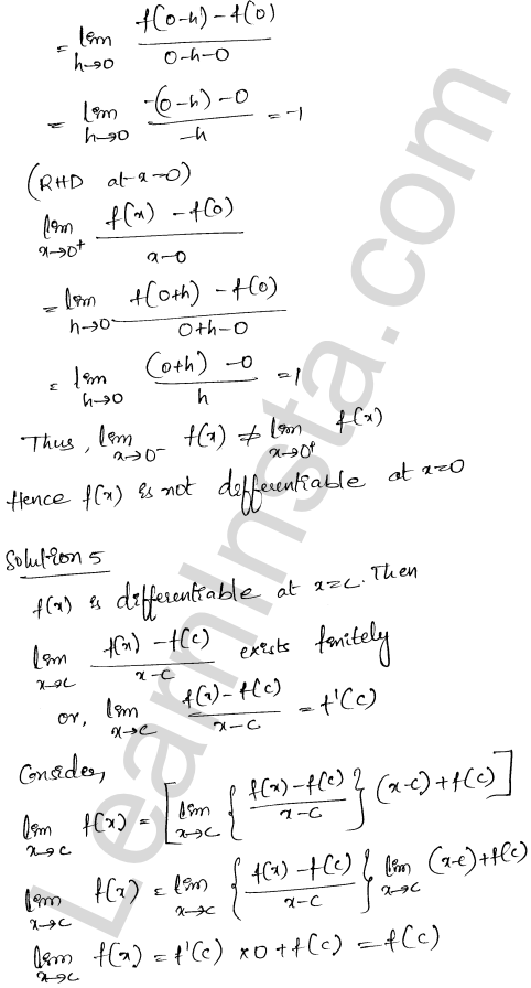 RD Sharma Class 12 Solutions Chapter 10 Differentiability VSAQ 1.4