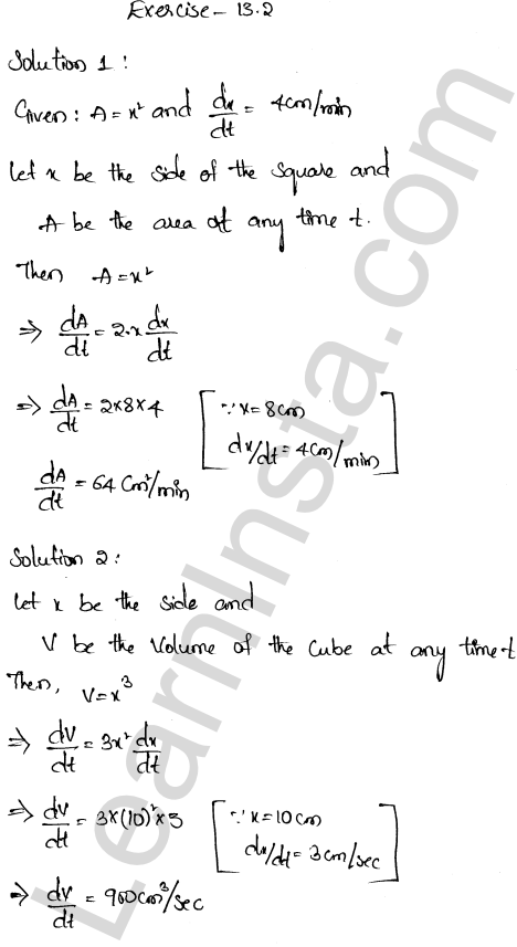 RD Sharma Class 12 Solutions Chapter 13 Derivative as a Rate Measurer Ex 13.2 1.1