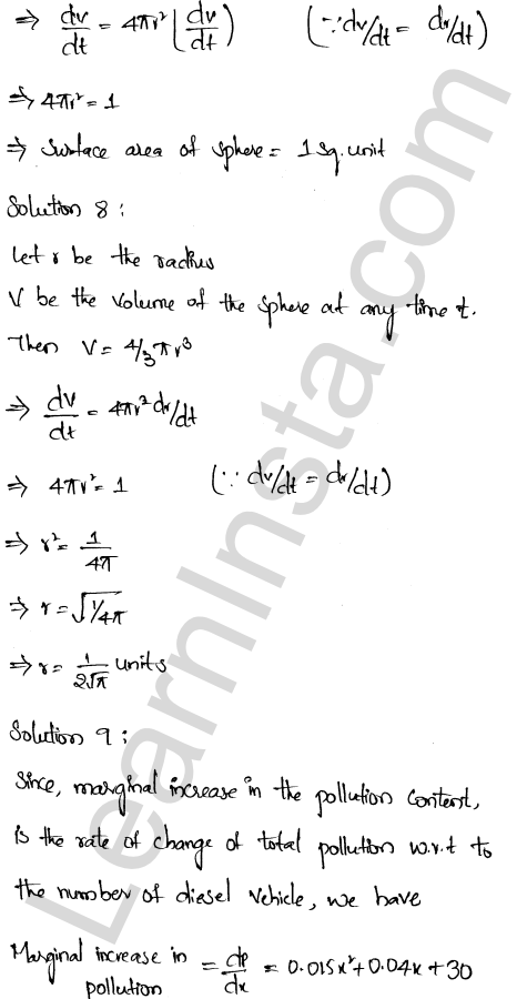 RD Sharma Class 12 Solutions Chapter 13 Derivative as a Rate Measurer VSAQ 1.4