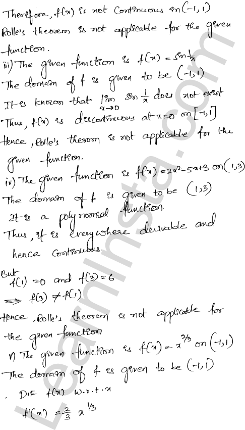 RD Sharma Class 12 Solutions Chapter 15 Mean Value Theorems Ex 15.1 1.2