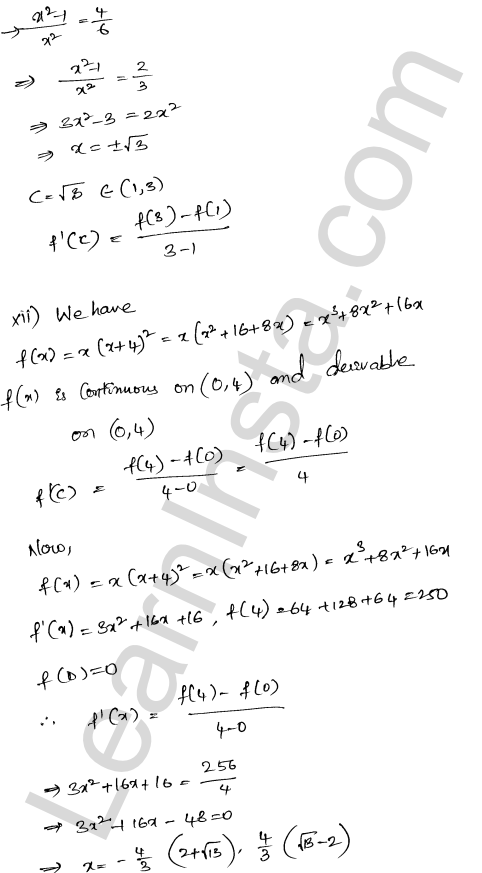 RD Sharma Class 12 Solutions Chapter 15 Mean Value Theorems Ex 15.2 1.10