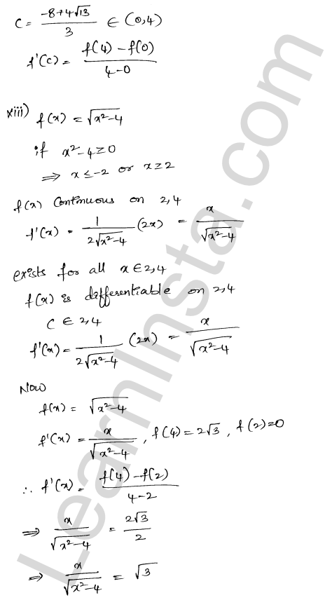 RD Sharma Class 12 Solutions Chapter 15 Mean Value Theorems Ex 15.2 1.11