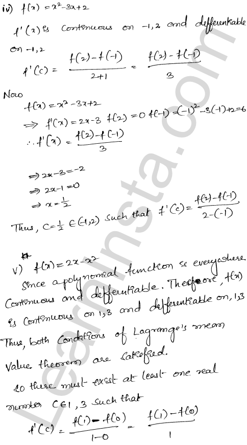 RD Sharma Class 12 Solutions Chapter 15 Mean Value Theorems Ex 15.2 1.4