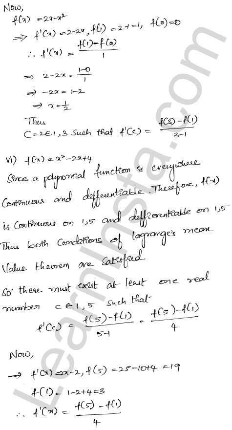 RD Sharma Class 12 Solutions Chapter 15 Mean Value Theorems Ex 15.2 1.5