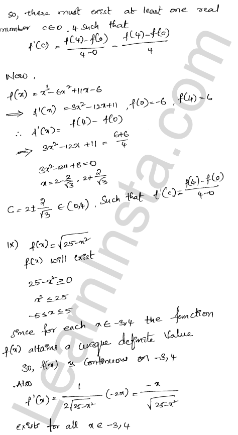 RD Sharma Class 12 Solutions Chapter 15 Mean Value Theorems Ex 15.2 1.7