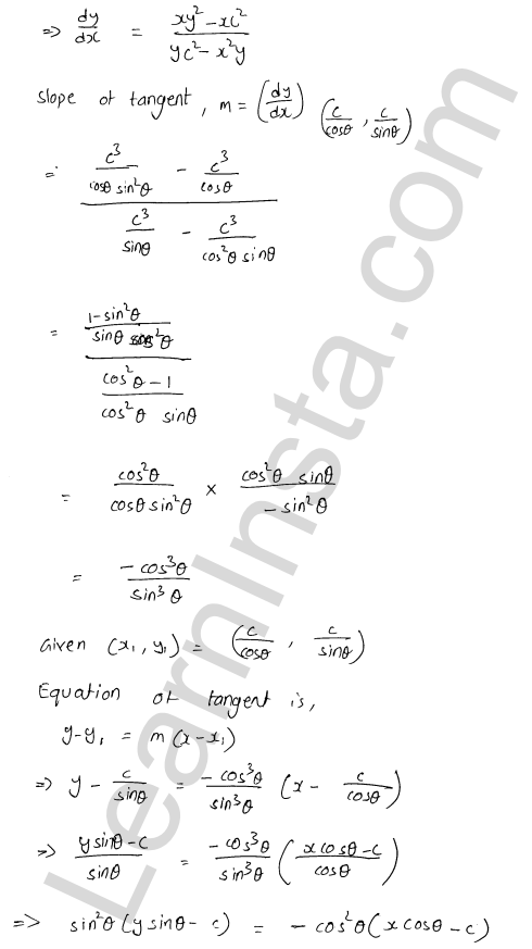 RD Sharma Class 12 Solutions Chapter 16 Tangents and Normals Ex 16.2 1.11
