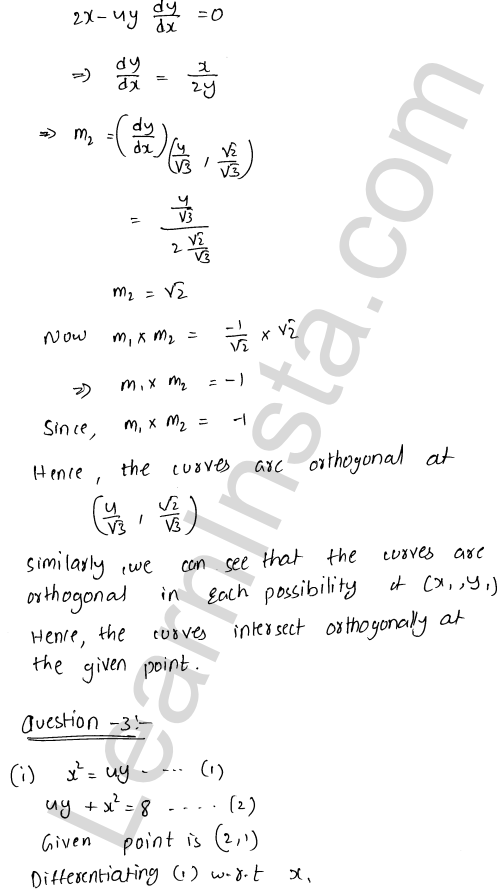RD Sharma Class 12 Solutions Chapter 16 Tangents and Normals Ex 16.3 1.19