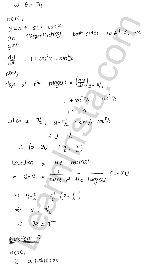 RD Sharma Class 12 Solutions Chapter 16 Tangents and Normals VSAQ 1.6