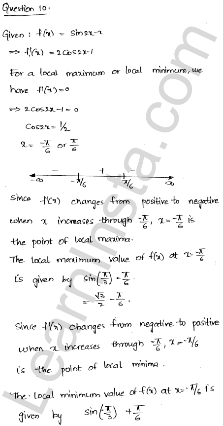 RD Sharma Class 12 Solutions Chapter 18 Maxima and Minima Ex 18.2 1.10