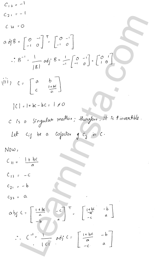RD Sharma Class 12 Solutions Chapter 7 Adjoint and Inverse of a Matrix Ex 7.1 1.10