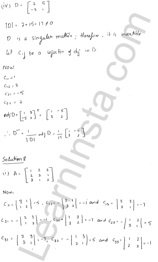 RD Sharma Class 12 Solutions Chapter 7 Adjoint and Inverse of a Matrix Ex 7.1 1.11