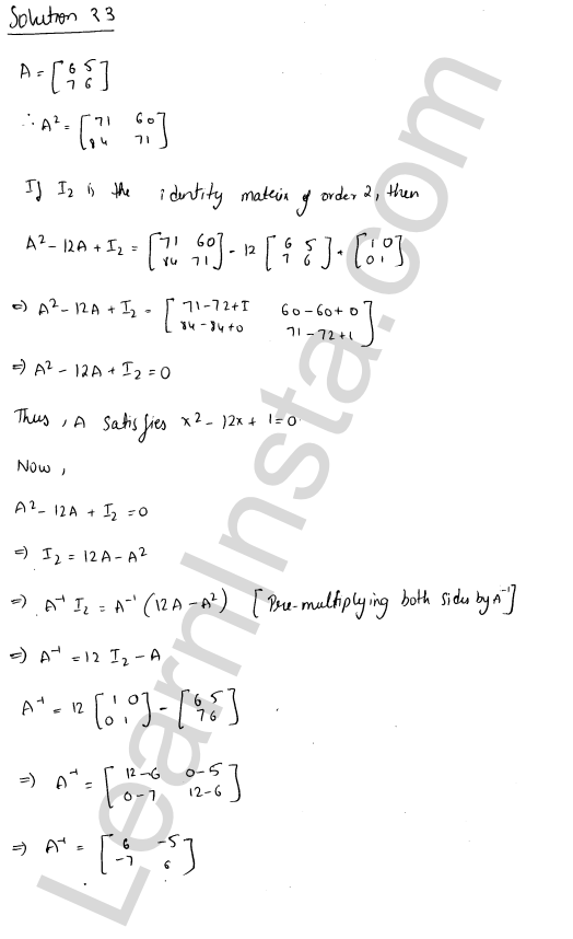 RD Sharma Class 12 Solutions Chapter 7 Adjoint and Inverse of a Matrix Ex 7.1 1.31