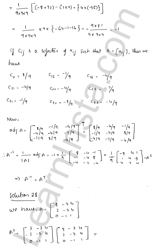 RD Sharma Class 12 Solutions Chapter 7 Adjoint and Inverse of a Matrix Ex 7.1 1.37
