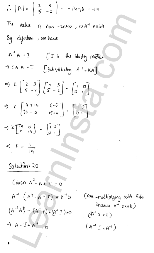 RD Sharma Class 12 Solutions Chapter 7 Adjoint and Inverse of a Matrix VSAQ 1.7