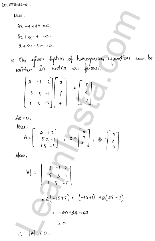 RD Sharma Class 12 Solutions Chapter 8 Solution of Simultaneous Linear Equations Ex 8.2 1.2