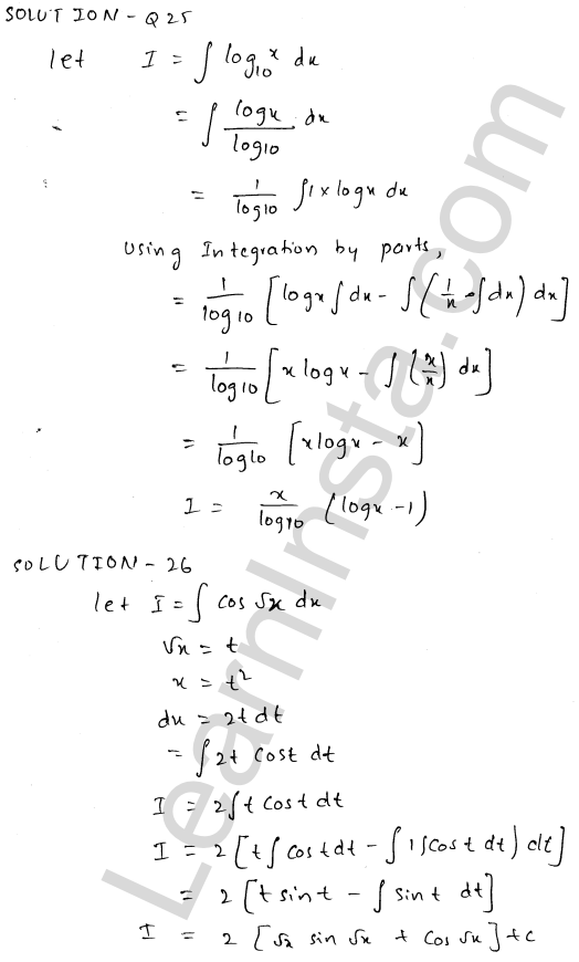 RD Sharma Class 12 Solutions Chapter 19 Indefinite Integrals Ex 19.25 1.12