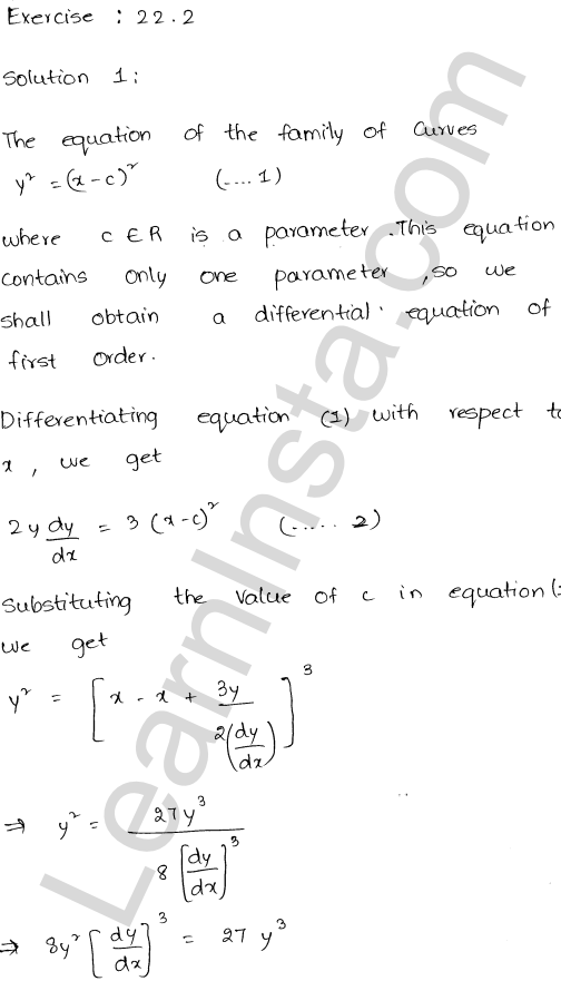 RD Sharma Class 12 Solutions Chapter 22 Differential Equations Ex 22.2 1.1