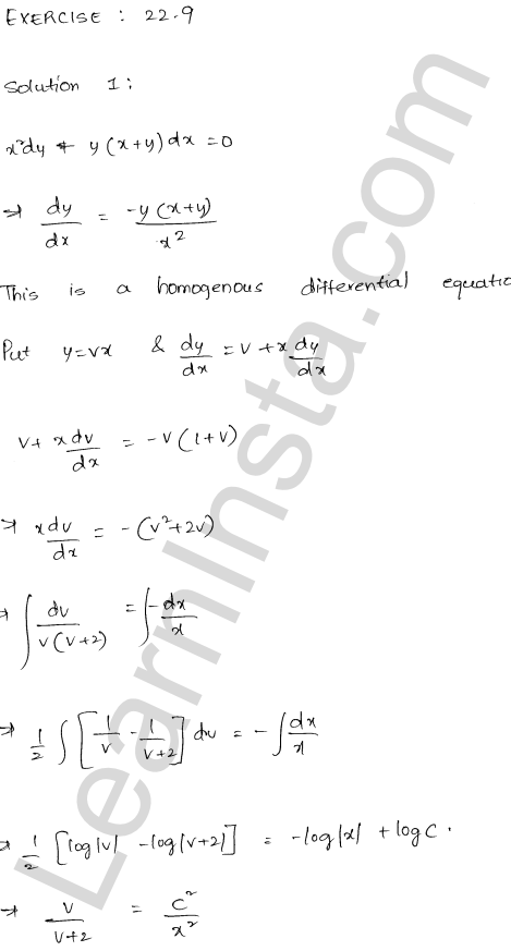 RD Sharma Class 12 Solutions Chapter 22 Differential Equations Ex 22.9 1.1