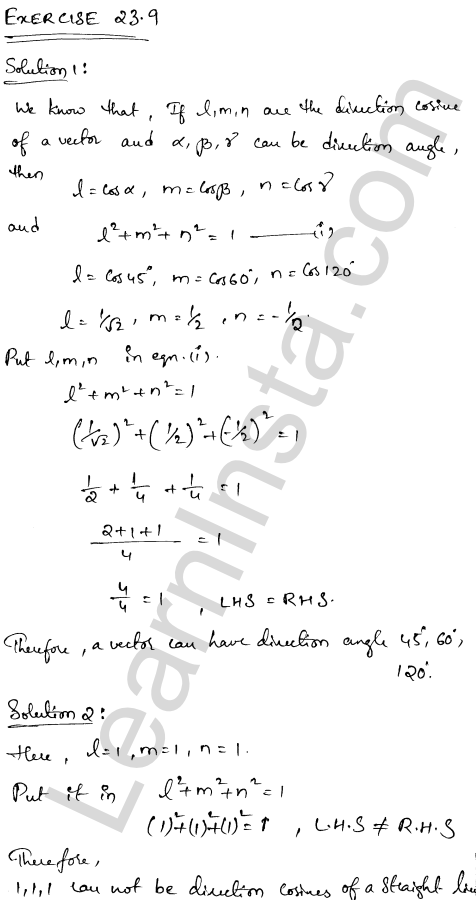 RD Sharma Class 12 Solutions Chapter 23 Algebra of Vectors Ex 23.9 1.1