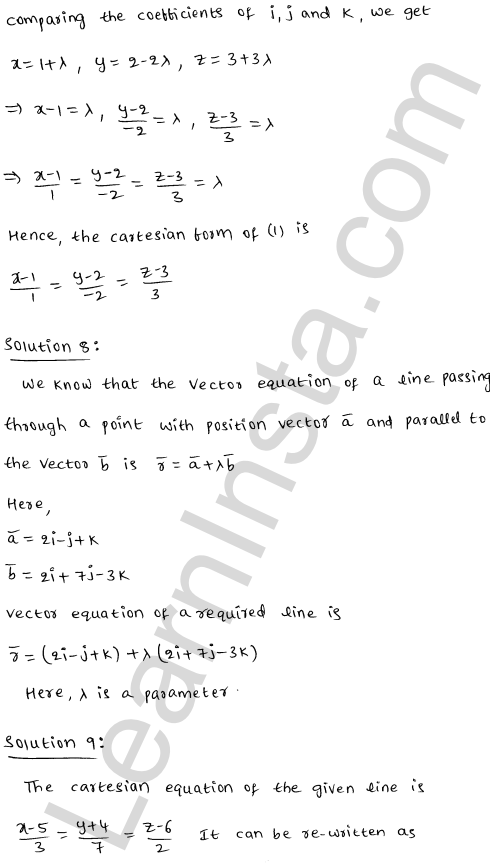 RD Sharma Class 12 Solutions Chapter 28 Straight line in space Ex 28.1 1.7