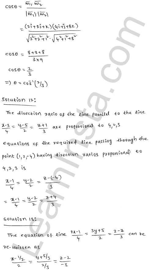 RD Sharma Class 12 Solutions Chapter 28 Straight line in space Ex 28.2 1.14