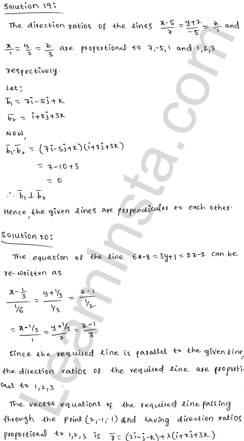 RD Sharma Class 12 Solutions Chapter 28 Straight line in space Ex 28.2 1.19