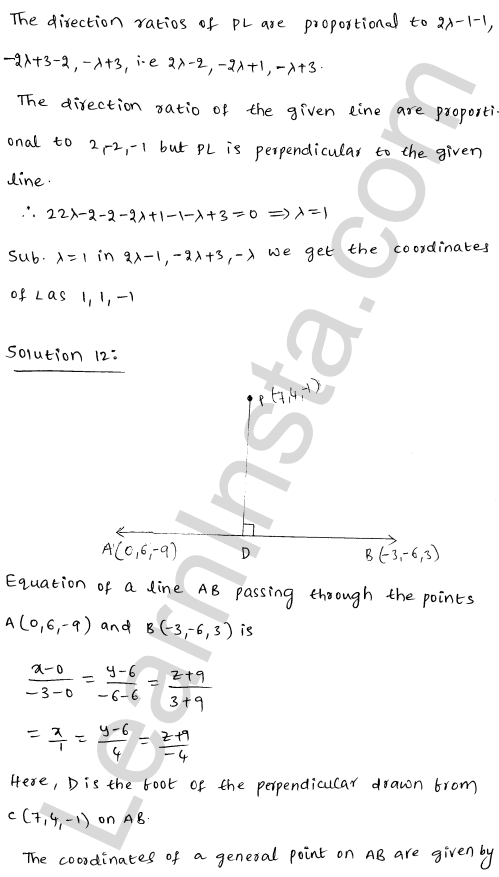 RD Sharma Class 12 Solutions Chapter 28 Straight line in space Ex 28.4 1.12