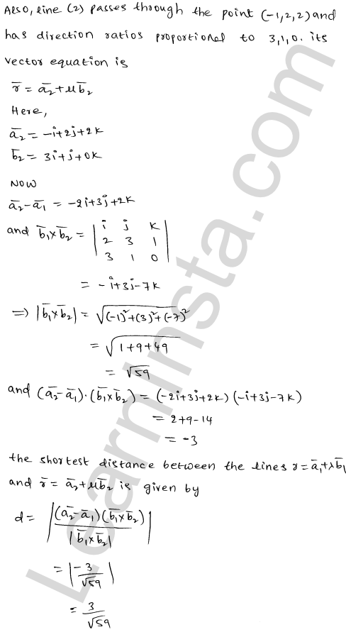 RD Sharma Class 12 Solutions Chapter 28 Straight line in space Ex 28.5 1.10