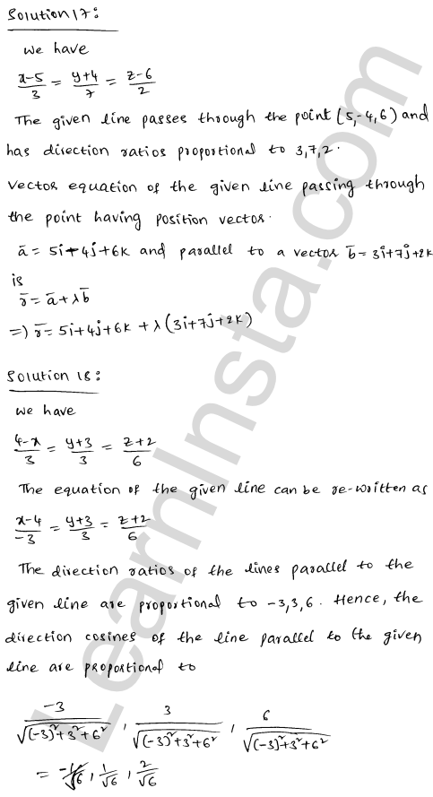 RD Sharma Class 12 Solutions Chapter 28 Straight line in space VSAQ 1.9