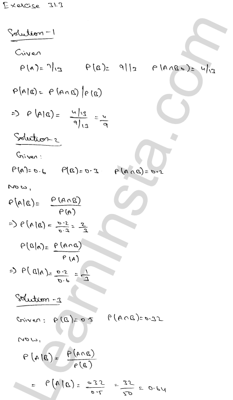 RD Sharma Class 12 Solutions Chapter 31 Probability Ex 31.3 1.1