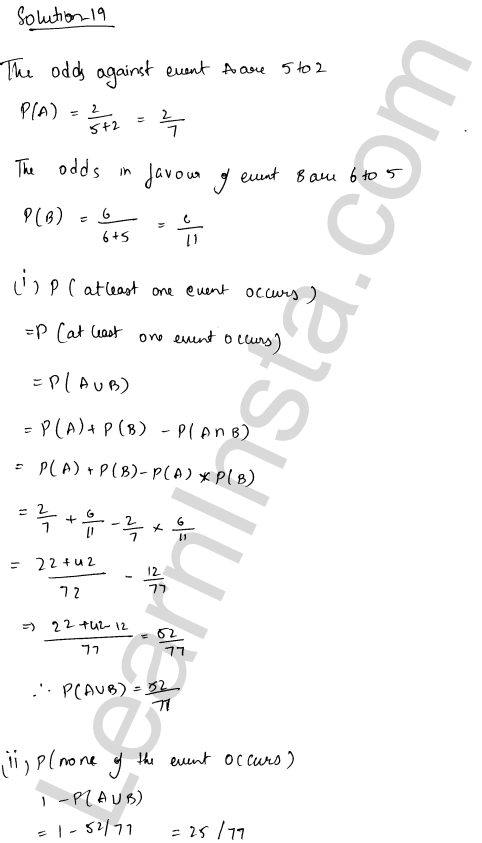 RD Sharma Class 12 Solutions Chapter 31 Probability Ex 31.4 1.14