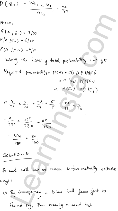 RD Sharma Class 12 Solutions Chapter 31 Probability Ex 31.6 1.13