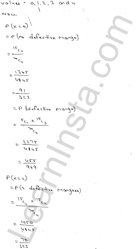 RD Sharma Class 12 Solutions Chapter 32 Mean and variance of a random variable Ex 32.1 1.14