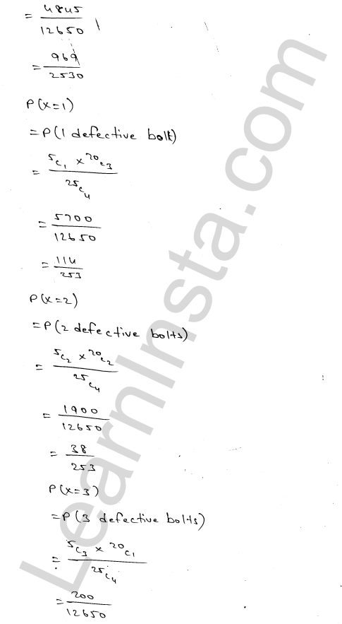 RD Sharma Class 12 Solutions Chapter 32 Mean and variance of a random variable Ex 32.1 1.20